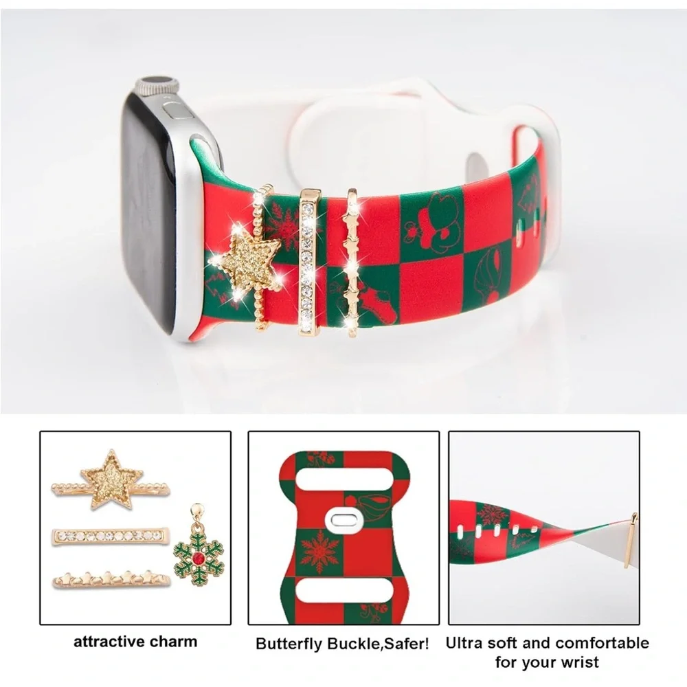 2024 Christmas Gold Apple Watch Band with Charms